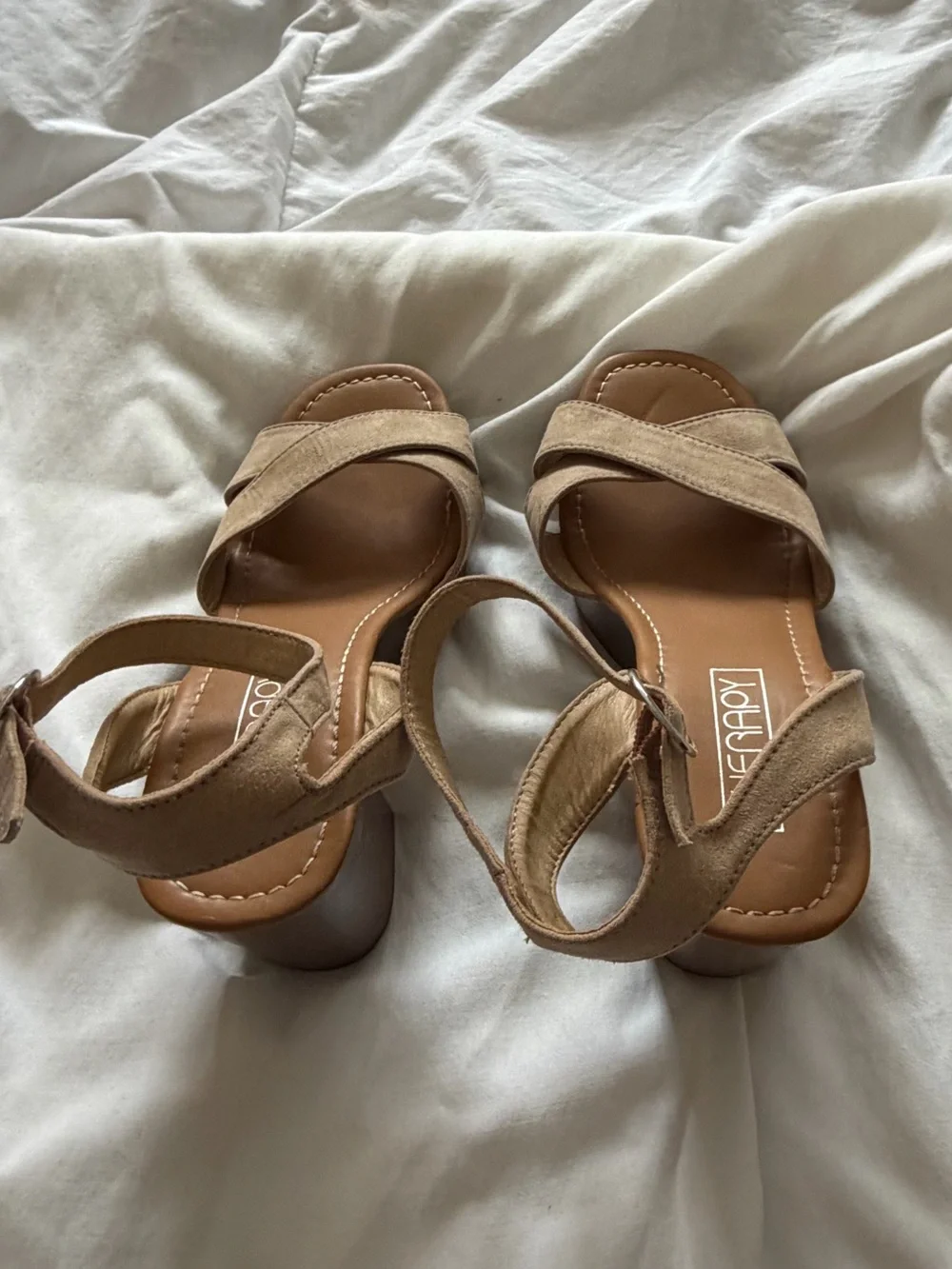 Princess Polly Tan Suede Platform Sandals with Block Heel